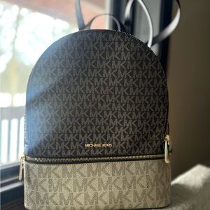 Michael Kors Signature Brown and Tan Backpack